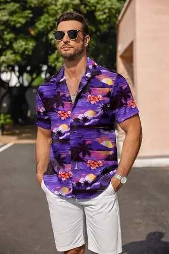 COOFANDY Men's Linen Shirts Short Sleeve Casual Shirts Button Down Shirt for Men Beach Summer Wedding Shirt - 3