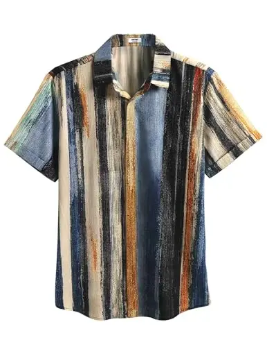 COOFANDY Men's Linen Shirts Short Sleeve Casual Shirts Button Down Shirt for Men Beach Summer Wedding Shirt - 4