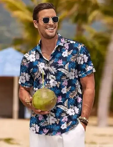 COOFANDY Men's Linen Shirts Short Sleeve Casual Shirts Button Down Shirt for Men Beach Summer Wedding Shirt - 3