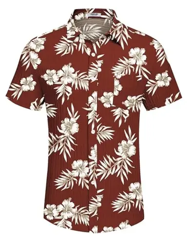 COOFANDY Men's Casual Button Down Shirts Short Sleeve Textured Summer Beach Shirt with Pocket - 4