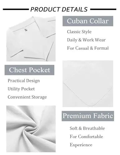 COOFANDY Men's Casual Button Down Shirts Short Sleeve Summer Beach Shirt Fashion Textured Shirts with Pocket - 5
