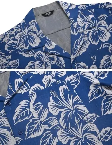 COOFANDY Men's Casual Button Down Shirts Short Sleeve Summer Beach Shirt Cuban Vacation Textured Shirts with Pocket - 5