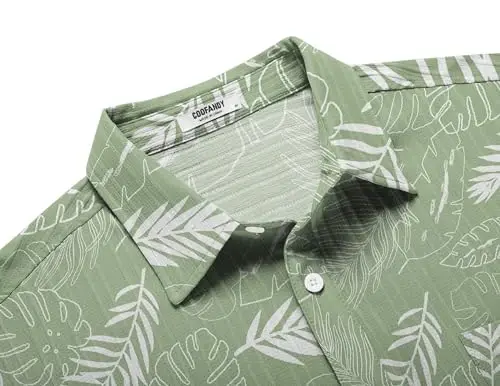 COOFANDY Men's Casual Button Down Shirts Short Sleeve Textured Summer Beach Shirt with Pocket - 5