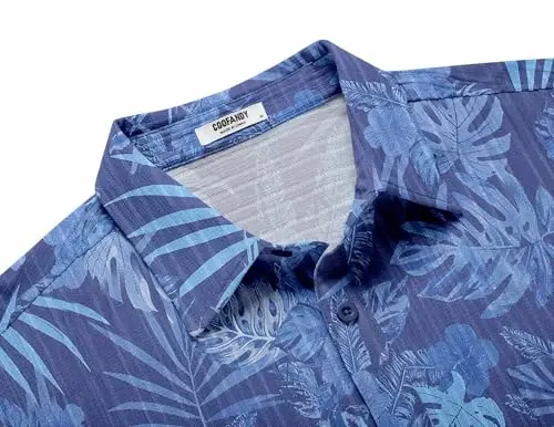 COOFANDY Men's Casual Button Down Shirts Short Sleeve Textured Summer Beach Shirt with Pocket - 5