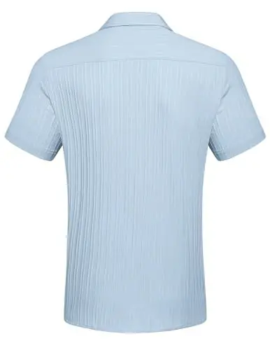 COOFANDY Men's Casual Button Down Shirts Short Sleeve Textured Summer Beach Shirt with Pocket - 6