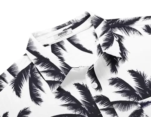 COOFANDY Men's Casual Button Down Shirts Short Sleeve Textured Summer Beach Shirt with Pocket - 4