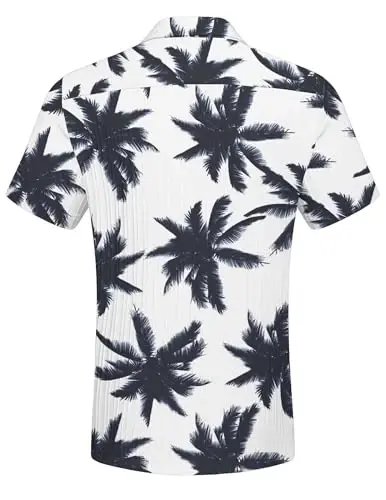 COOFANDY Men's Casual Button Down Shirts Short Sleeve Textured Summer Beach Shirt with Pocket - 6