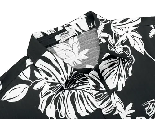 COOFANDY Mens Beach Shirt Short Sleeve Button Down Shirts Casual Cuban Collared Summer Vacation Tropical Shirts - 5