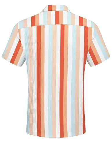 COOFANDY Men's Casual Button Down Shirts Short Sleeve Textured Summer Beach Shirt with Pocket - 6