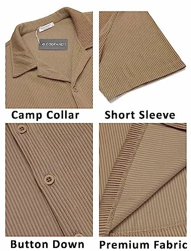 COOFANDY Men's Casual Button Down Shirts Short Sleeve Regular Fit Fashion Camp Beach Shirts Tops - 4