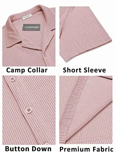 COOFANDY Men's Casual Button Down Shirts Short Sleeve Regular Fit Fashion Camp Beach Shirts Tops - 5