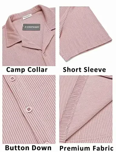 COOFANDY Men's Casual Button Down Shirts Short Sleeve Regular Fit Fashion Camp Beach Shirts Tops - 5