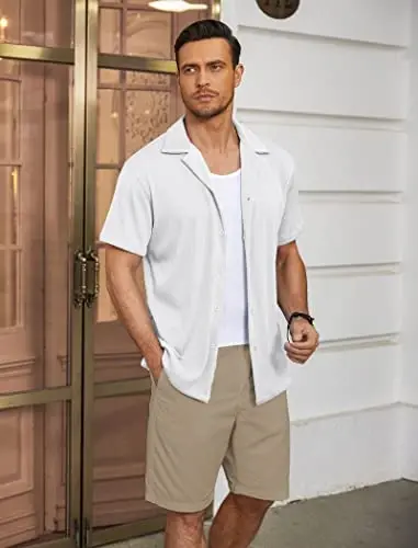 COOFANDY Men's Casual Button Down Shirts Short Sleeve Regular Fit Fashion Camp Beach Shirts Tops - 2