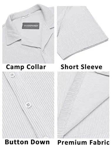 COOFANDY Men's Casual Button Down Shirts Short Sleeve Regular Fit Fashion Camp Beach Shirts Tops - 5