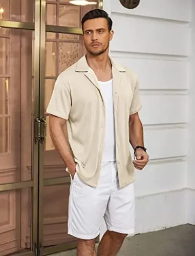 COOFANDY Men's Casual Button Down Shirts Short Sleeve Regular Fit Fashion Camp Beach Shirts Tops - 2