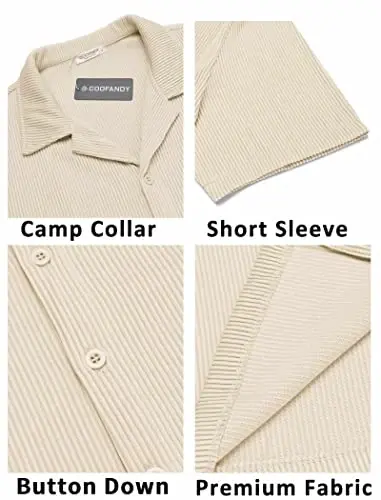 COOFANDY Men's Casual Button Down Shirts Short Sleeve Regular Fit Fashion Camp Beach Shirts Tops - 5