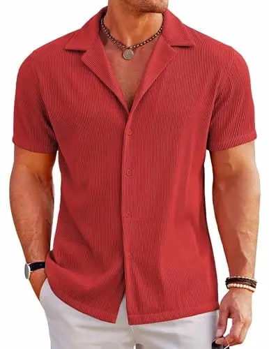 COOFANDY Men's Casual Button Down Shirts Short Sleeve Regular Fit Fashion Camp Beach Shirts Tops - 1