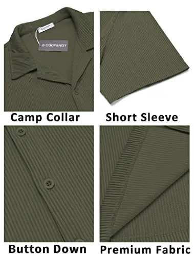 COOFANDY Men's Casual Button Down Shirts Short Sleeve Regular Fit Fashion Camp Beach Shirts Tops - 5