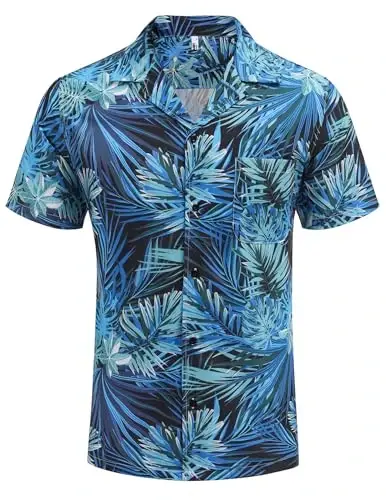 COOFANDY Men's Casual Button Down Shirts Short Sleeve Summer Cuban Vacation Beach Shirts - 4