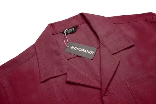 COOFANDY Men's Casual Button Down Shirts Short Sleeve Summer Beach Shirt Cuban Vacation Textured Shirts with Pocket - 5