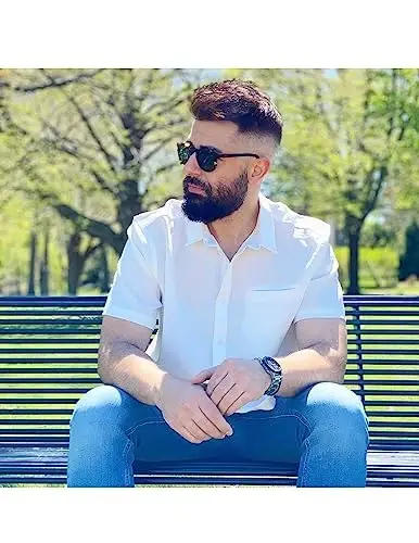 COOFANDY Mens Casual Linen Shirt Short Sleeve Button Down Shirt Summer Beach Hawaiian Shirts - COOFANDY (1)