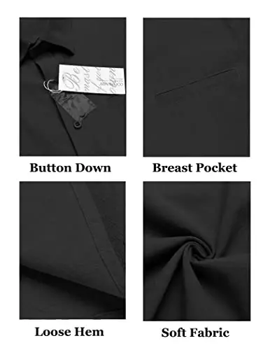 COOFANDY Mens Casual Linen Shirt Short Sleeve Button Down Shirt Summer Beach Hawaiian Shirts - 5