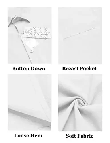 COOFANDY Mens Casual Linen Shirt Short Sleeve Button Down Shirt Summer Beach Hawaiian Shirts - 5