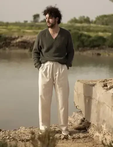 COOFANDY Mens Casual Linen Pants Elastic Waist Linen Pants Drawstring Summer Beach Yoga Linen Trouser - 2