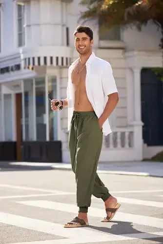 COOFANDY Linen Casual Pants - 4