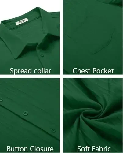 COOFANDY Mens Casual Short Sleeve Shirts Summer Beach Shirt Button Down Textured Shirts Vacation Hawaiian Shirts - 5