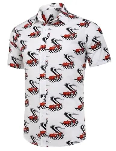 COOFANDY Mens Casual Short Sleeve Shirts Summer Beach Shirt Button Down Textured Shirts Vacation Hawaiian Shirts - 5