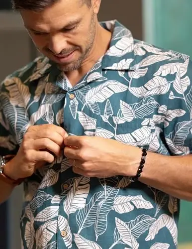 COOFANDY Mens Casual Cotton Linen Shirt Short Sleeve Button Up Shirts Summer Beach Top - 2