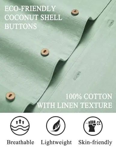 COOFANDY Mens Casual Cotton Linen Shirt Short Sleeve Button Up Shirts Summer Beach Top - COOFANDY (1)
