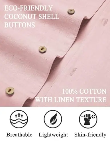 COOFANDY Mens Casual Cotton Linen Shirt Short Sleeve Button Up Shirts Summer Beach Top - COOFANDY (1)