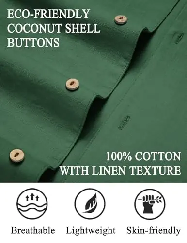 COOFANDY Mens Casual Cotton Linen Shirt Short Sleeve Button Up Shirts Summer Beach Top - COOFANDY (1)