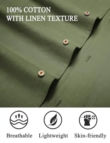 COOFANDY Mens Casual Cotton Linen Shirt Short Sleeve Button Up Shirts Summer Beach Top - 2