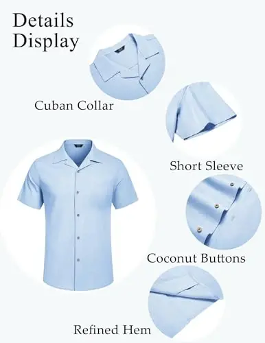 COOFANDY Mens Casual Cotton Linen Shirt Short Sleeve Button Up Shirts Summer Beach Top - 2