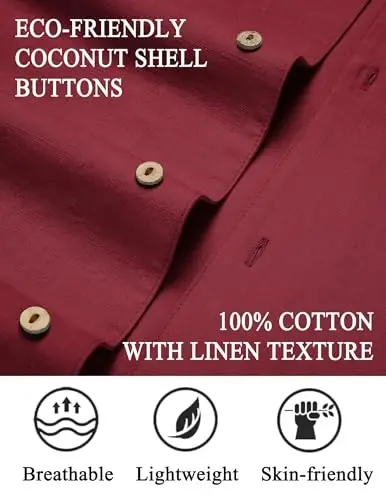 COOFANDY Mens Casual Cotton Linen Shirt Short Sleeve Button Up Shirts Summer Beach Top - COOFANDY (1)