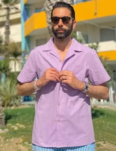 COOFANDY Mens Casual Cotton Linen Shirt Short Sleeve Button Up Shirts Summer Beach Top - 2