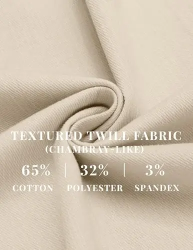 COOFANDY Mens Casual Pants Elastic Waist Drawstring Chino Pants Cotton Twill Trousers with Pockets - 2