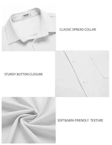 COOFANDY Men's Casual Summer Beach Wrinkle Free Shirts Short Sleeve Button Down Lightweight Untucked Textured Shirt - 5
