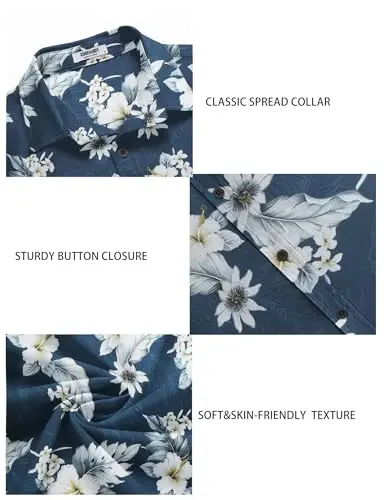 COOFANDY Men's Casual Summer Beach Wrinkle Free Shirts Short Sleeve Button Down Lightweight Untucked Textured Shirt - 5