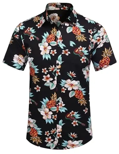 COOFANDY Men's Casual Summer Beach Wrinkle Free Shirts Short Sleeve Button Down Lightweight Untucked Textured Shirt - 4