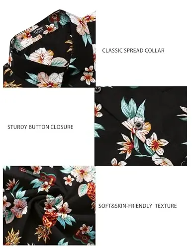 COOFANDY Men's Casual Summer Beach Wrinkle Free Shirts Short Sleeve Button Down Lightweight Untucked Textured Shirt - 5