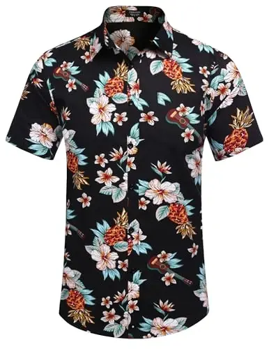 COOFANDY Men's Casual Summer Beach Wrinkle Free Shirts Short Sleeve Button Down Lightweight Untucked Textured Shirt - 4