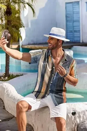 COOFANDY Mens Hawaiian Shirt Short Sleeve Button Down Shirts Tropical Summer Beach Shirts Casual Floral Aloha Shirts - 5