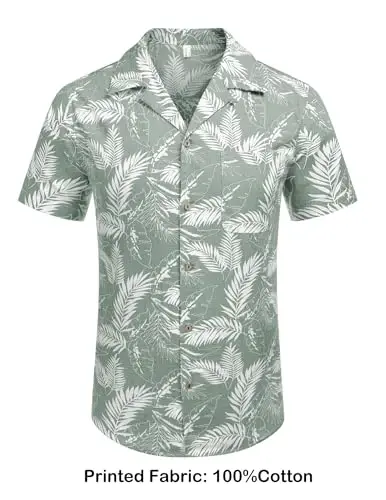 COOFANDY Mens Hawaiian Shirt Short Sleeve Buttoon Down Shirts Casual Tropical Floral Summer Linen Shirts - 5