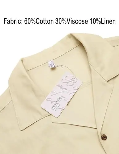 COOFANDY Mens Hawaiian Shirt Short Sleeve Buttoon Down Shirts Casual Tropical Floral Summer Linen Shirts - 5