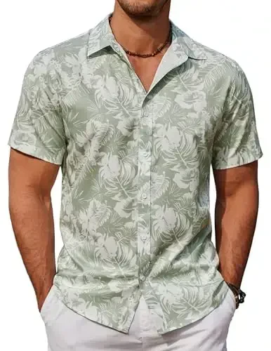 COOFANDY Mens Hawaiian Shirts Short Sleeve Button Down Aloha Shirt Casual Beach Clothes - COOFANDY