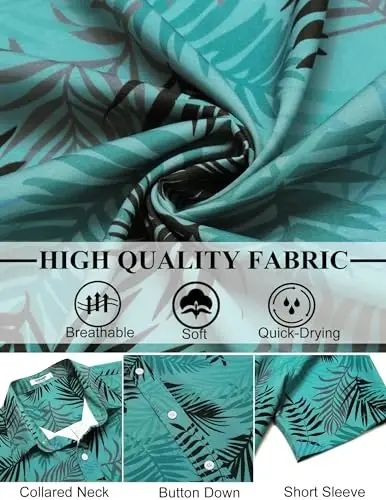 COOFANDY Mens Hawaiian Shirts Short Sleeve Button Down Aloha Shirt Casual Beach Clothes - 5